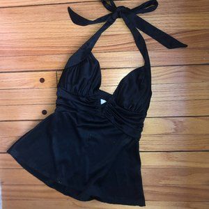 Shimmery Black Y2K Halter Top